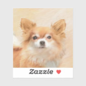 Chihuahua langharige hond schilderij originele kun sticker (Vel)