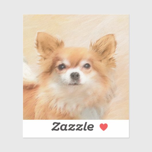 Chihuahua langharige hond schilderij originele kun sticker (Vel)