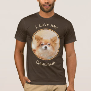 Chihuahua langharige hond schilderij originele kun t-shirt