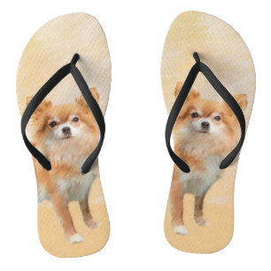 Chihuahua langharige hond schilderij originele kun teenslippers