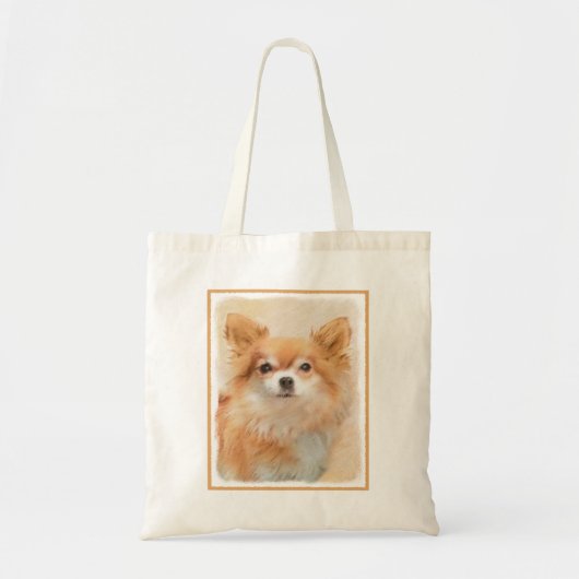 Chihuahua langharige hond schilderij originele kun tote bag (Voorkant)