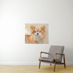 Chihuahua Langharige Hond Schilderij Originele Kun Wandkleed
