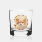 Chihuahua langharige hond schilderij originele kun whisky glas (Achterkant)