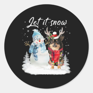 Chihuahua langharige Kerstman Hond Kerstman Ronde Sticker