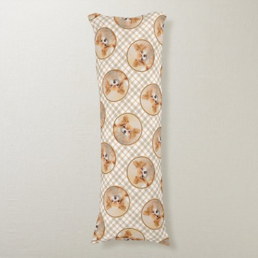 Chihuahua Langharige Schilderij Originele Hond Kun Lichaamskussen (Voorkant Verticaal)