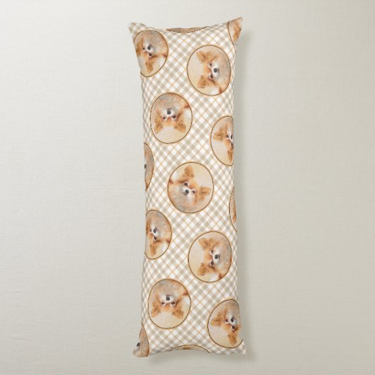 Chihuahua Langharige Schilderij Originele Hond Kun Lichaamskussen (Achterkant (Verticaal))