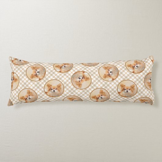 Chihuahua Langharige Schilderij Originele Hond Kun Lichaamskussen (Voorkant)