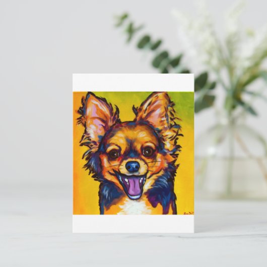 Chihuahua (langwerpige coating) briefkaart (Staand voorkant)