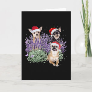 Chihuahua Lavendel Bloem Kerst T-shirt Chihuahu Kaart