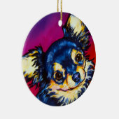 Chihuahua LC zwart en tan Keramisch Ornament (Rechts)