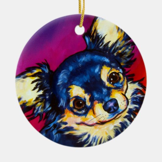 Chihuahua LC zwart en tan Keramisch Ornament (Voorkant)