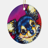 Chihuahua LC zwart en tan Keramisch Ornament (Links)