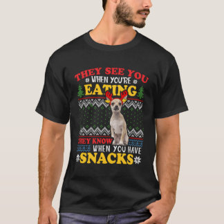 Chihuahua lelijke Kerstmis Ze zien dat je eet voor T-shirt