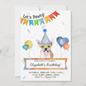 Chihuahua Lets Pawty Dog Birthday Party Kaart (Voorkant)