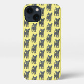 Chihuahua Leuke Hond Silhouet Grid Geel iPhone Hoesje (Achterkant)