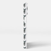 Chihuahua Leuke Hond Silhouet Grid Wit iPhone Hoesje (Rechterkant)