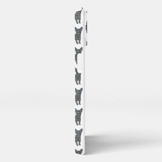 Chihuahua Leuke Hond Silhouet Grid Wit iPhone Hoesje (Rechterkant)