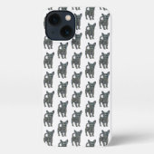 Chihuahua Leuke Hond Silhouet Grid Wit iPhone Hoesje (Achterkant)