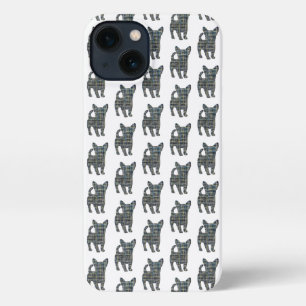 Chihuahua Leuke Hond Silhouet Grid Wit iPhone 13 Hoesje