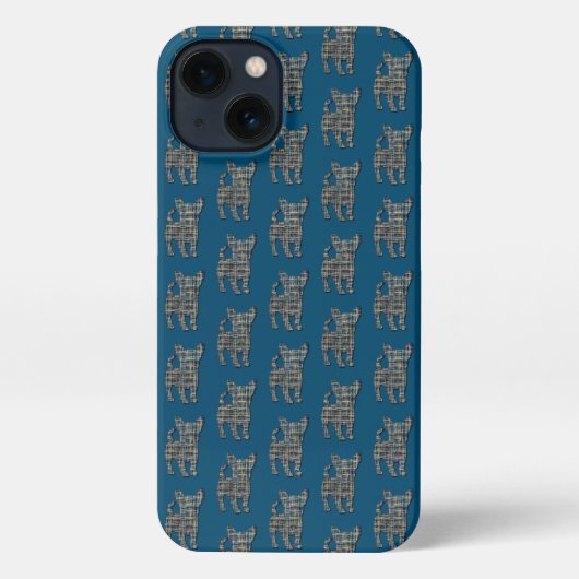 Chihuahua Leuke Hond Silhouet Raster Blauw iPhone Hoesje (Achterkant)