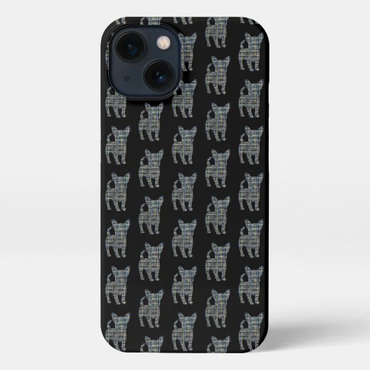 Chihuahua Leuke Hond Silhouet Raster Zwart iPhone Hoesje (Achterkant)