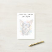 Chihuahua Liefhebber Geborduurde Hond Post-it® Notes (Op bureau)