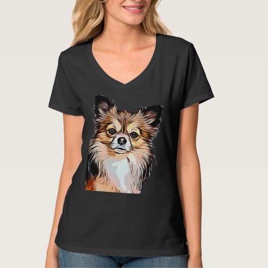 Chihuahua Long Coat Tri Color T-shirt (Voorkant)