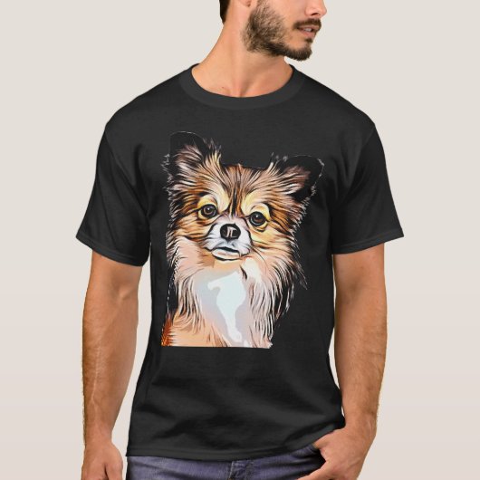 Chihuahua Long Coat Tri Color T-shirt (Voorkant)