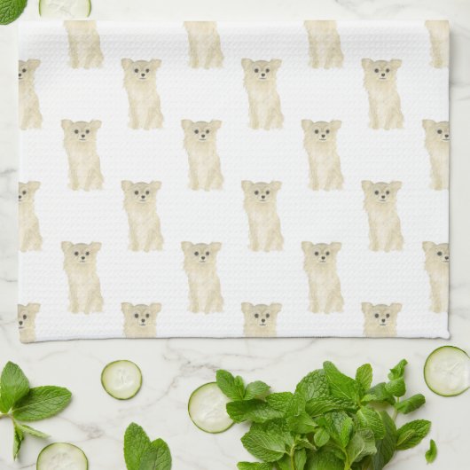 Chihuahua (Long Haire, Fawn) Theedoek (Gevouwen)