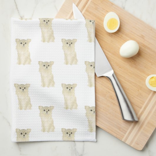 Chihuahua (Long Haire, Fawn) Theedoek (Quarter Fold)