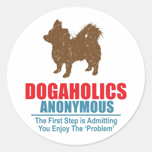 Chihuahua Longhaire Ronde Sticker (Voorkant)