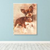 Chihuahua looking at camer_Dog Lover Canvas Afdruk (Insitu (Houten vloer))