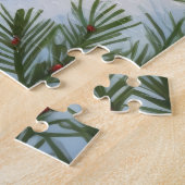 Chihuahua loopt in de sneeuw met kerstmuts legpuzzel (Zijkant)