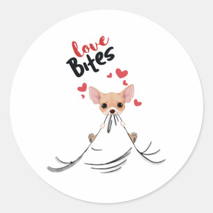 Chihuahua Love Bites Valentijnsdag Gifts for her Ronde Sticker