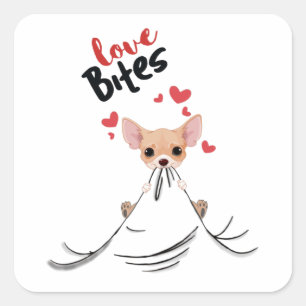 Chihuahua Love Bites Valentijnsdag Gifts for her Vierkante Sticker