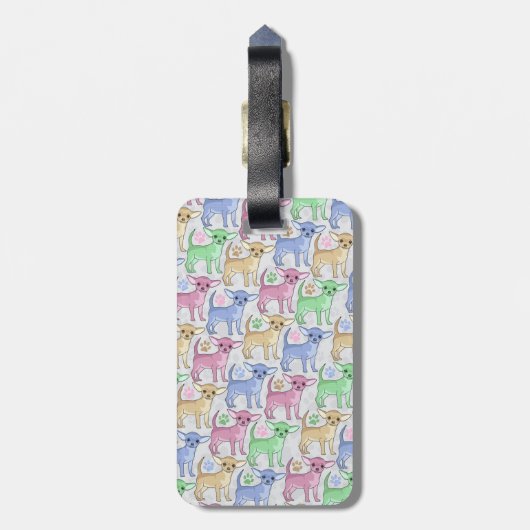 Chihuahua Lover Colorful Pattern Bagagelabel (Achterkant verticaal)