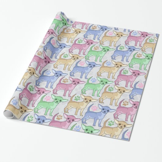 Chihuahua Lover Colorful Pattern Cadeaupapier (Uitgerold)