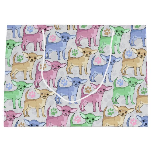 Chihuahua Lover Colorful Pattern Groot Cadeauzakje (Voorkant)