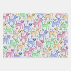 Chihuahua Lover Colorful Pattern Inpakpapier Vel
