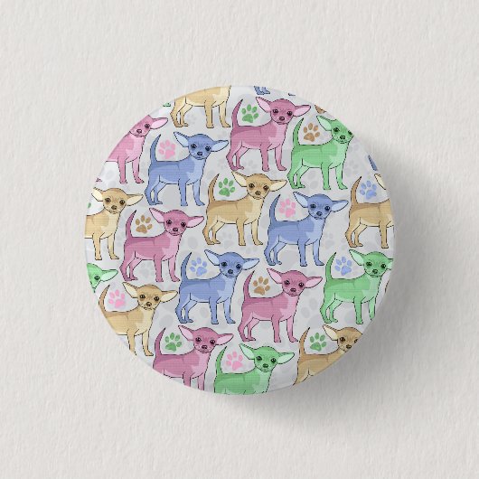 Chihuahua Lover Colorful Pattern Ronde Button 3,2 Cm (Voorkant)