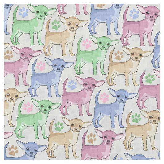 Chihuahua Lover Colorful Pattern Stof (Close Up)