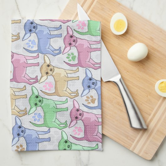 Chihuahua Lover Colorful Pattern Theedoek (Quarter Fold)