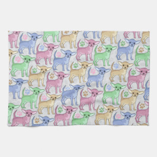 Chihuahua Lover Colorful Pattern Theedoek
