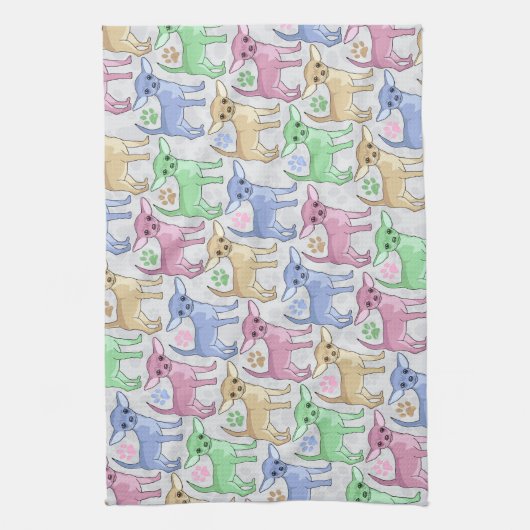 Chihuahua Lover Colorful Pattern Theedoek (Verticaal)