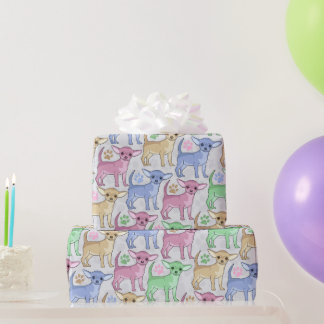 Chihuahua Lover Colorful Pattern Wrapping Paper Cadeaupapier