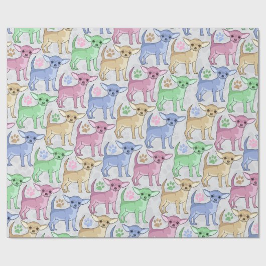 Chihuahua Lover Colorful Pattern Wrapping Paper Cadeaupapier (Vlak)
