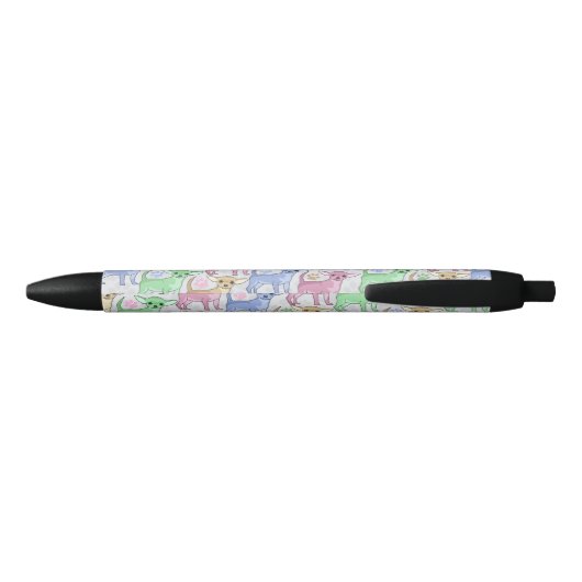 Chihuahua Lover Colorful Pattern Zwarte Inkt Pen (Achterkant)