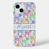 Chihuahua Lover Kleurrijk Patroon Naam toevoegen Case-Mate iPhone Case (Achterkant)