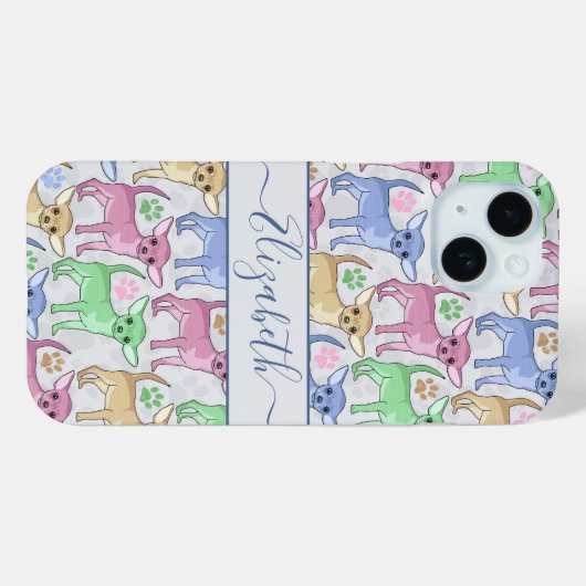 Chihuahua Lover Kleurrijk Patroon Naam toevoegen Case-Mate iPhone Case (Achterkant (horizontaal))