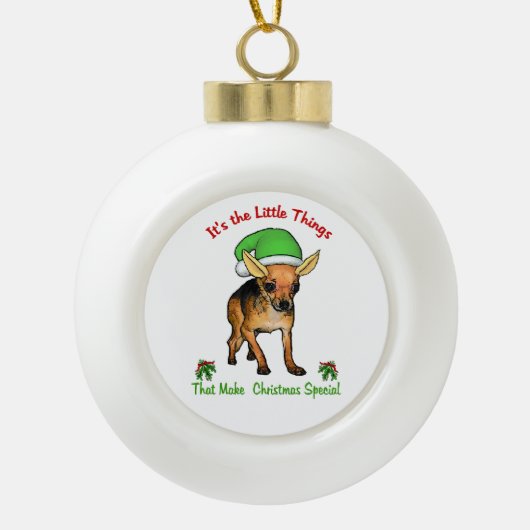 Chihuahua Lovers Kerstmis Keramische Bal Ornament (Voorkant)